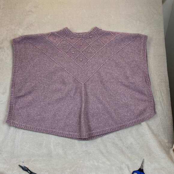 Loft Womens Knit Poncho Cape With Mock Neck In Lavender Purple Size M/L - Picture 7 of 7